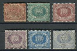 SAN MARINO 1894 CIFRA E STEMMI 6 VALORI USATI FIRMATA ALBERTO DIENA - Used Stamps