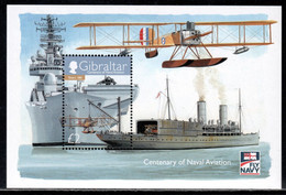 Gibraltar 2009 Mi# Block 88 ** MNH - Centenary Of Naval Aviation / Airplane / Ships - Airplanes