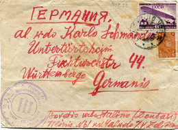 RUSSIE LETTRE AVEC SUR LE DEVANT CACHET VIOLET + AU DOS VIGNETTE DEPART DE RUSSIE POUR L'ALLEMAGNE - Cartas & Documentos