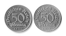 Deutschland - 50 Pfennig 1921 + 1922 - 50 Rentenpfennig & 50 Reichspfennig