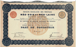Titre Ancien -Société Française Des Textiles Néo-Soie Et Néo-Laine- Société Anonyme  - Titre De 1926 - Textiel