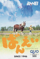 Carte Prépayée JAPON - ANIMAL - CHEVAL De BAN'EI Hokkaido - HORSE JAPAN Prepaid Quo Card - PFERD - 414 - Horses