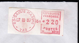 France 1987 / Sainte Maxime / Franking Label, White, Red / Machine Stamp, Automat - 1969 Montgeron – White Paper – Frama/Satas