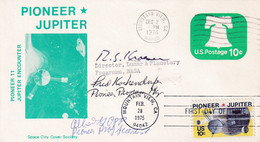 USA 1974 1975  Space Cover Programs PIONEER 11 JUPITER  Autographs Director NASA - Storia Postale