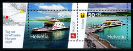 XG1638 Switzerland 2021 Terminal Car Ferry Ship And Map S/S MNH - Ongebruikt