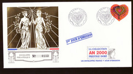 France Enveloppe FDC Collection Prestige Doré An 2000 Coeur Yves Saint Laurent N°3297 Premier Jour - 2000-2009