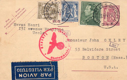 Belgium / Belgie-USA 1941 WWII Censore Red Mark Uprated Postal Card - Deutsche Besatzung