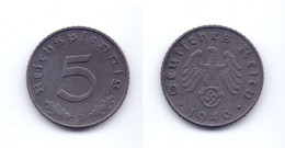 Germany 5 Reichspfennig 1940 B WWII Issue - 5 Reichspfennig