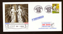 France Enveloppe FDC Collection Prestige Doré An 2000 Chien Nature Chats Et Chiens N°3286 Premier Jour 1999 - 1990-1999