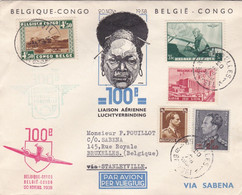 Congo Belge : Lettre Du 100ème Anniversaire De La Liaison Aérienne Belgique Congo 20 Novembre 1938 Par Sabena - Storia Postale