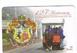 ISLE OF MAN - MANX TELECOM CHIP - 125^ ANNIV.DOUGLAS CORP. HORSE TRAMS 1876.2001 - USED CODE IOM10NLOGO - RIF. 7787 - Cavalli