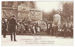 75 - PARIS 8 - (Place De L'Etoile) - Fêtes De La Victoire - 14 Juillet 1919 - Le Président Devant Le Monument Aux Morts - Arrondissement: 08