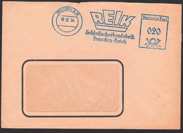 Dresden A 36 DDR AFS Dienstpostbrief =020= REIK Scheifscheibenfabrik Dresden-Reick 16.12.54 - Oficial