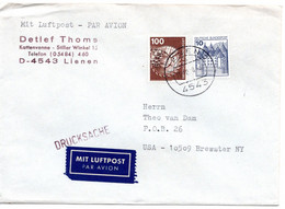 55371 - Bund - 1980 - 100Pfg. I&T MiF A. LpDrucksBf. LIENEN -> Brewster, NY (USA) - Covers & Documents