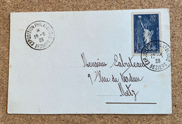 Carte Postale Affranchissement Aide Aux Réfugiés Pour Metz Oblitération Exposition Philatélique Beziers 1938 - Commemorative Postmarks