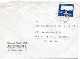 55393 - Bund - 1958 - 40Pfg. CEPT '57 EF A. Bf. (etw. Buegig) BAD WOERISHOFEN -> Oak Park, IL (USA) - Covers & Documents