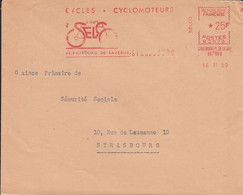 Env Affr Y&T EMA Obl STRASBOURG PL DE LA GARE Du 10.11.1959 CYCLES CYCLOMOTEURS / ETABS / SRISO / - Alsace Lorraine