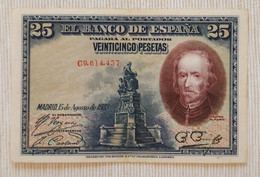 Spain 1928 - 25 Pesetas - ‘Calderon De La Barca’ - No C9,614,437 - P# 74b - Near UNC - 1-2-5-25 Peseten