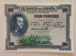 Spain 1925 - 100 Pesetas - ‘Felipe II’ - No F4,440,162 - P# 69c - UNC - 100 Pesetas