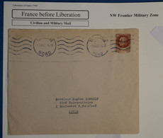 AH16  FRANCE BELLE CARTE  FM  1943 TOURCOING POUR  LILLE FRANCE + ZONE DE FRONTIERE MILITAIRE+ AFFRANCH. INTERESSANT - Sonstige & Ohne Zuordnung