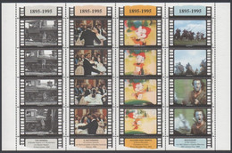 San Marino, 1995, Mi 1619-1634, The 100th Anniversary Of Cinema, Sheet Of 16, MNH - Cinema