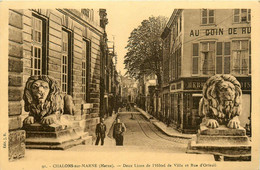 Châlons Sur Marne * La Rue D'orfeuil * Les Deux Lions De L'hôtel De Ville * Commerce Au Coin De Rue - Châlons-sur-Marne