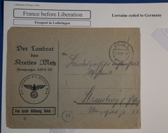 AH16 FRANCE LORRAINE  BELLE LETTRE FM  1944 METZ  POUR STRUNBURG  + LORRAINE RETROCEDEE A GERMANY+ AFFRANCH. INTERESSANT - Andere & Zonder Classificatie