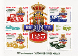 Monaco 2986/2989 F Automobile Club 2015 TB ** MNH SIN CHARNELA Prix De La Poste 5 - Nuovi
