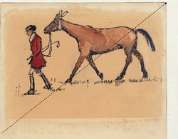 Dessin Du Peintre Belge John Gérard Hasselt Cercle Artistique Heecrabbers Chevaux Equitation Vers 1930 - Dessins