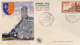 P) 1955 FRANCE, FDC, LANDSCAPES OF BROUAGE STAMP, CITY WALLS, DEAD AIGUES SAINTONGE, XF - Otros & Sin Clasificación