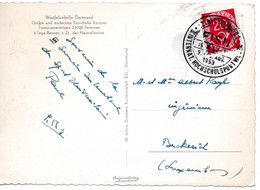 55427 - Bund - 1953 - 20Pfg. Posthorn EF A. AnsKte. SoStpl. DORTMUND - III.INTERNAT. HOCHSCHULSPORTWOCHE -> Luxemburg - Cartas & Documentos