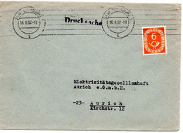 55428 - Bund - 1952 - 6Pfg. Posthorn EF A. DrucksBf HAMBURG -> Aurich - Covers & Documents