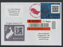 2019 Crypto Stamp Black / Crypto Schwarz 3.0 Cancellation - QR Code - Crypto Blue Whale - FDC  (**) - Covers & Documents