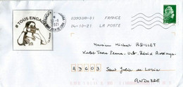 Lettre France 2021. COVID-19.  ''TOUS ENGAGÉS''. , Adressée à Andorre, Avec Timbre à Date - Cartas & Documentos