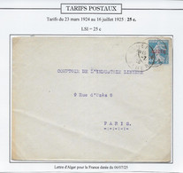 Algérie Tarifs Postaux - Lettre - Briefe U. Dokumente