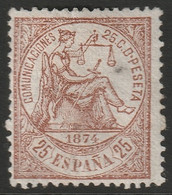 Spain 1874 Sc 205 Espagne Ed 147 Yt 145 MH* Disturbed Gum - Unused Stamps