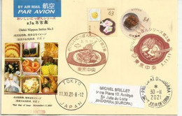 Japon Délicieux, Gastronomie Japonaise 2021. Lettre FDC Tokyo  Adressée à Andorre - Food