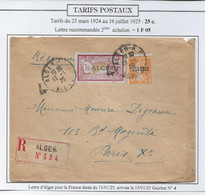 Algérie Tarifs Postaux - Lettre - Covers & Documents