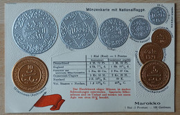 Münzen Und Handelsflagge Money Coins And Flag Pièces Et Drapeau Monete Numismatic Marokko Rial - Munten (afbeeldingen)