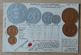 Münzen Und Handelsflagge Money Coins And Flag Pièces Et Drapeau Monete Numismatic Japan Jen - Munten (afbeeldingen)