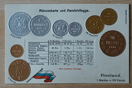 Münzen Und Handelsflagge Money Coins And Flag Pièces Et Drapeau Monete Numismatic Finnland Markka - Munten (afbeeldingen)