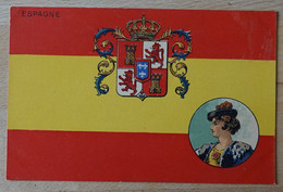 Flagge Mit Portrait Und Wappen Flag With Portrait And Coat Of Arms Drapeau Avec Portrait Et Armoiries Espagne - Non Classés
