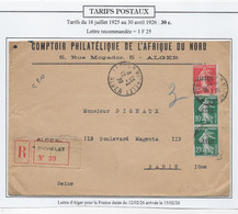 Algérie Tarifs Postaux - Lettre - Covers & Documents