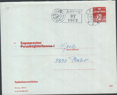 1972. DANMARK. 70 ØRE ENVELOPE Fødselsanmeldelse. Til Sognepræsten/. Personregisterførerent I Hjerk. Print... - JF425381 - Interi Postali