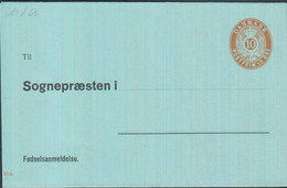 1937. DANMARK. 10 ØRE ENVELOPE Fødselsanmeldelse. Til Sognepræsten I.... Print Number 15a.  - JF425383 - Interi Postali