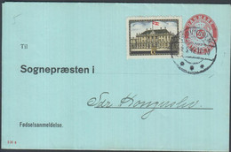 1945. DANMARK. 20 ØRE ENVELOPE Fødselsanmeldelse. Til Sognepræsten I Sdr. Kongerslev. Print Number 106x. C... - JF425407 - Interi Postali