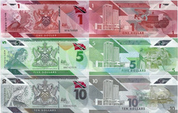 TRINIDAD AND TOBAGO 1 5 10 Dollars 2020 P NEW UNC Polymer Set Of 3 Banknotes - Trinidad En Tobago