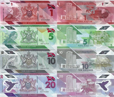 TRINIDAD AND TOBAGO 1 5 10 20 Dollars 2020 P NEW UNC Polymer Set Of 4 Banknotes - Trinidad & Tobago