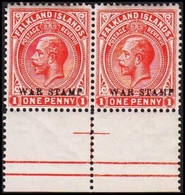 1918. FALKLAND ISLANDS Georg V.  WAR STAMP On Pair ONE PENNY. With Margin And Never Hinged. ... (Michel 37bx) - JF511462 - Falklandeilanden