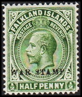 1918. FALKLAND ISLANDS Georg V.  WAR STAMP 0n HALF PENNY. Never Hinged.  (Michel 36b) - JF511465 - Falklandeilanden